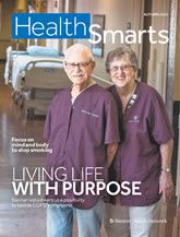 Health Smarts Fall 2023 Magazine Cover featuring the following articles: Focus on mind and body to stop smoking. Living life with purpose.