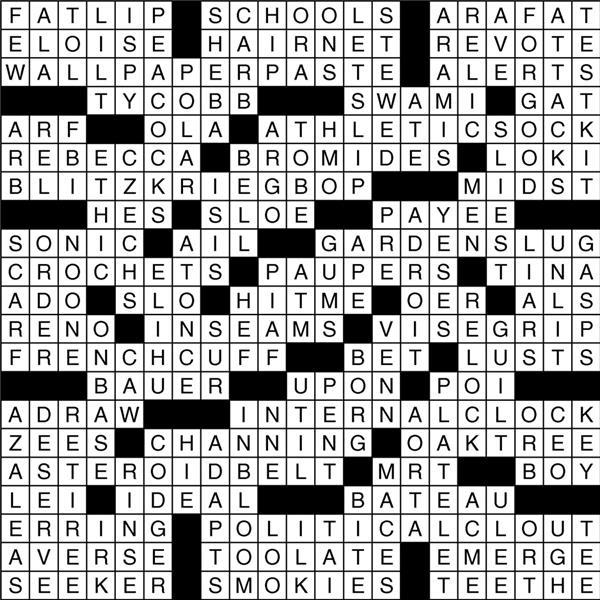 Summer 2017 Crossword Puzzle Answers