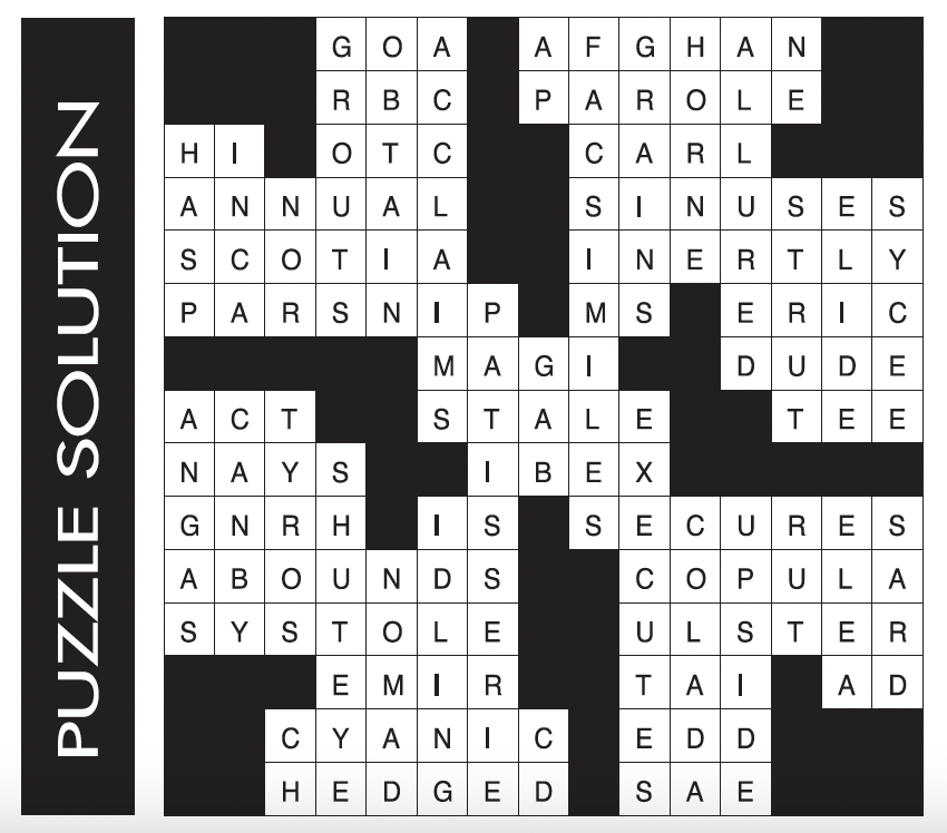 Spring 2025 Crossword Puzzle Answers