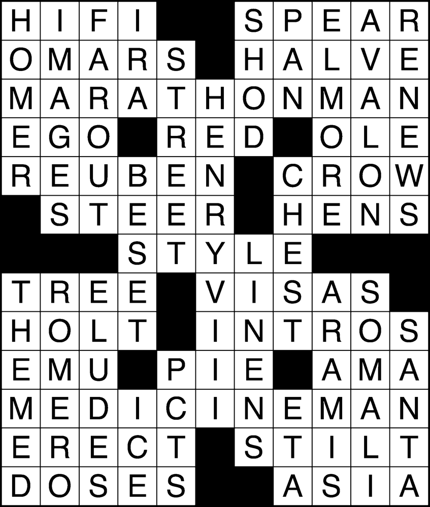 Spring 2021 Crossword Puzzle Answers